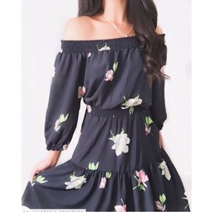 Anthropologie floral off-shoulder dress